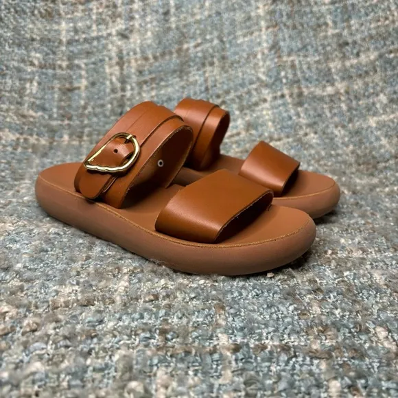 Ancient Greek Sandals Women's Preveza Comfort Leather Slip On Sandals in All Tan