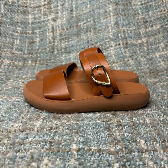 Ancient Greek Sandals Women's Preveza Comfort Leather Slip On Sandals in All Tan