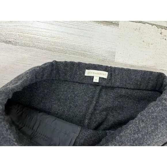 Ann Mashburn M Evelyn Pull On Skirt Charcoal Stretch Hopsack Wool Pencil EUC