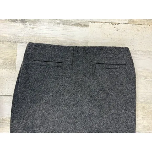 Ann Mashburn M Evelyn Pull On Skirt Charcoal Stretch Hopsack Wool Pencil EUC
