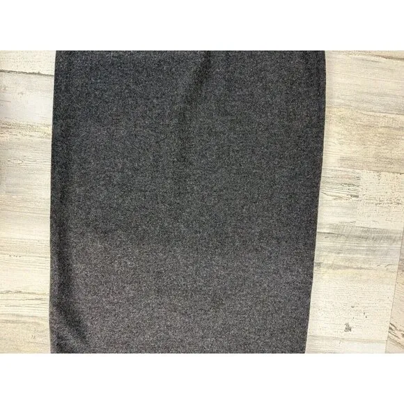 Ann Mashburn M Evelyn Pull On Skirt Charcoal Stretch Hopsack Wool Pencil EUC