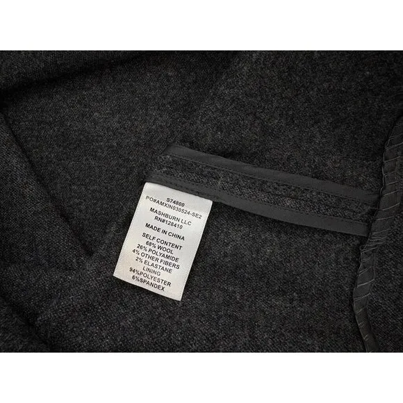 Ann Mashburn M Evelyn Pull On Skirt Charcoal Stretch Hopsack Wool Pencil EUC