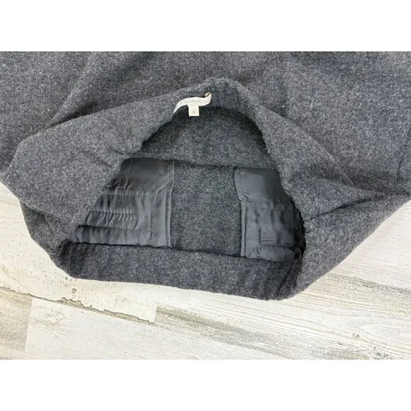 Ann Mashburn M Evelyn Pull On Skirt Charcoal Stretch Hopsack Wool Pencil EUC
