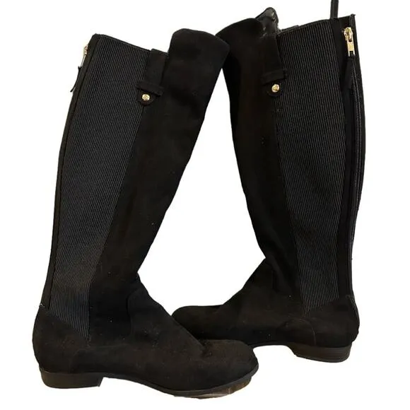 Anne Klein Audrey Tall Riding Boots Knee High Black iFlex Low Block Heel Size 7