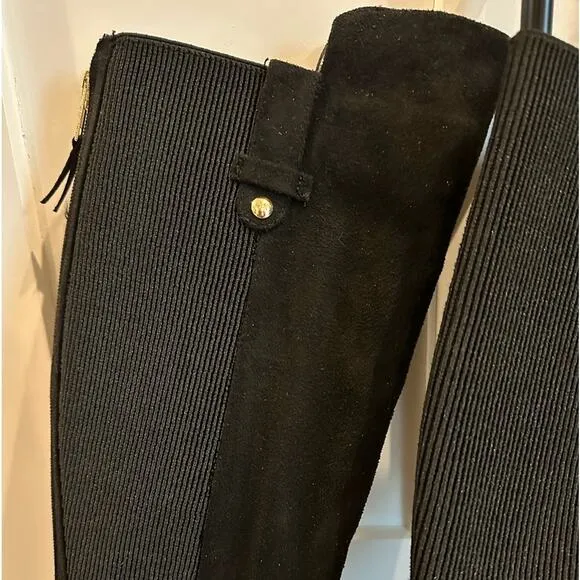 Anne Klein Audrey Tall Riding Boots Knee High Black iFlex Low Block Heel Size 7