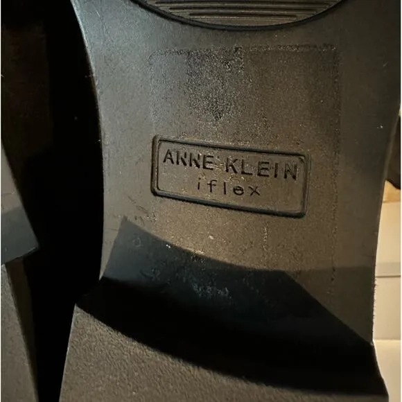 Anne Klein Audrey Tall Riding Boots Knee High Black iFlex Low Block Heel Size 7
