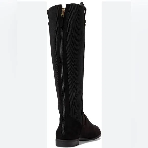 Anne Klein Audrey Tall Riding Boots Knee High Black iFlex Low Block Heel Size 7