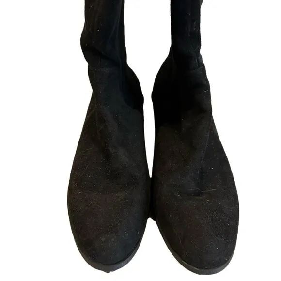 Anne Klein Audrey Tall Riding Boots Knee High Black iFlex Low Block Heel Size 7