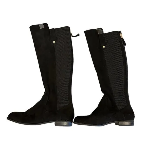 Anne Klein Audrey Tall Riding Boots Knee High Black iFlex Low Block Heel Size 7