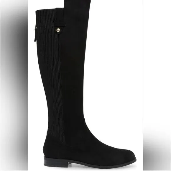 Anne Klein Audrey Tall Riding Boots Knee High Black iFlex Low Block Heel Size 7