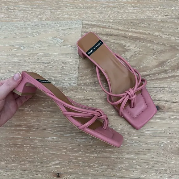 Anthropologie Angel Alarcon Strappy Slingback Heeled Pink Leather Sandals