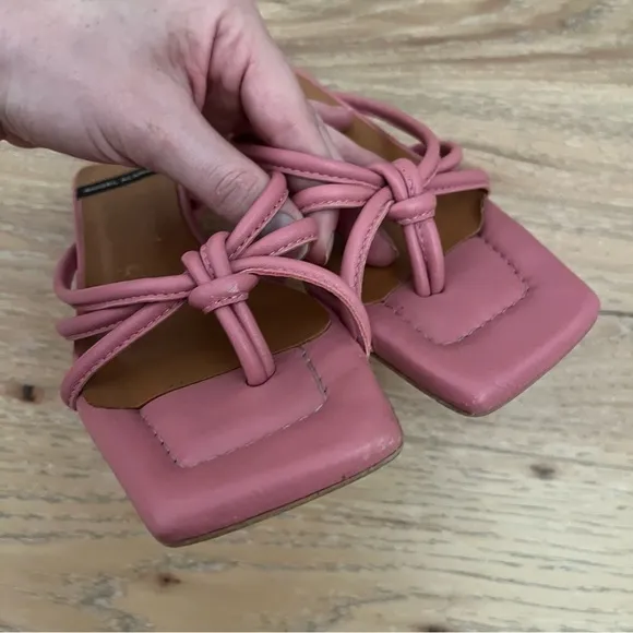 Anthropologie Angel Alarcon Strappy Slingback Heeled Pink Leather Sandals