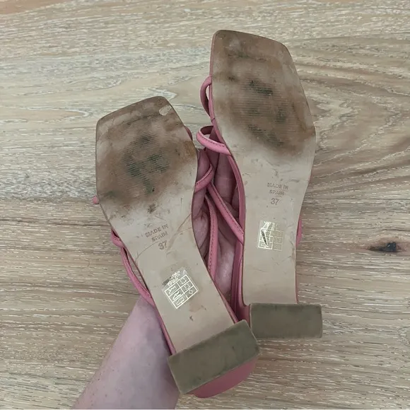 Anthropologie Angel Alarcon Strappy Slingback Heeled Pink Leather Sandals