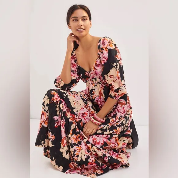 Anthropologie Blossom Floral Maxi Dress