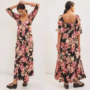 Anthropologie Blossom Floral Maxi Dress