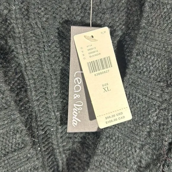 ANTHROPOLOGIE BY LEA &amp; VIOLA CABLE KNIT SWEATER VEST IN BLACK XL NWT