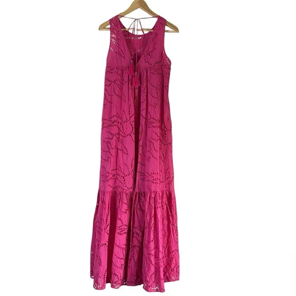 ANTHROPOLOGIE by MAEVE Belrose Eyelet Maxi Dress Pink Dress Size small