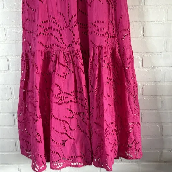 ANTHROPOLOGIE by MAEVE Belrose Eyelet Maxi Dress Pink Dress Size small