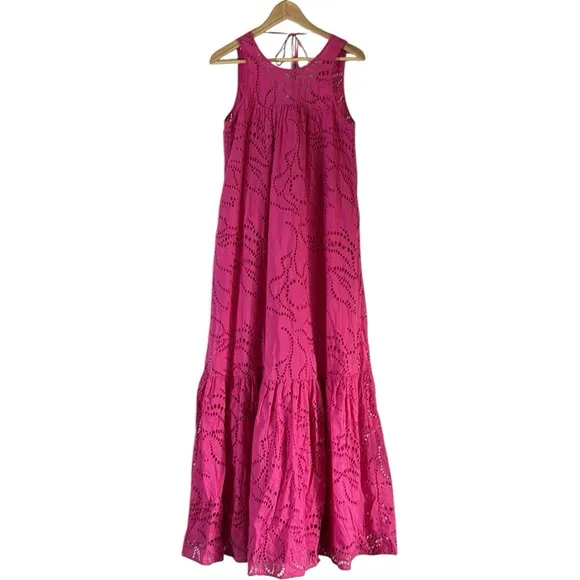 ANTHROPOLOGIE by MAEVE Belrose Eyelet Maxi Dress Pink Dress Size small