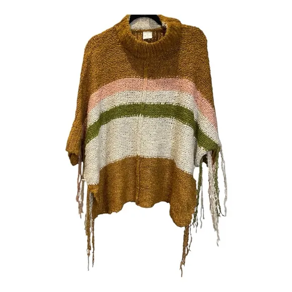 Anthropologie “By Together” Bohemian Desert Clay Festival Hippie Poncho Medium