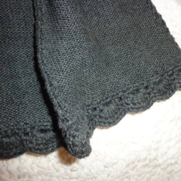 Anthropologie HWR Monogram Cotton Knit Skirt S Charcoal Roll-Down Waist Flounce