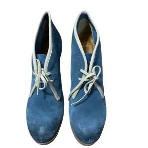 Anthropologie JASPER &amp; JEERA Blue Suede‎ Lace Up Desert Ankle Boots Sz 39