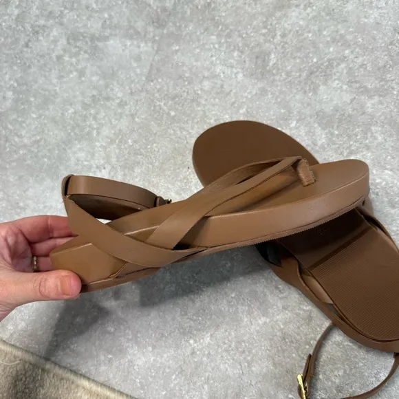 Anthropologie Kaanas Koko Thong Strappy Greek Style Sandals in honey size 8