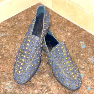 Anthropologie, Lola Cruz studded denim loafers