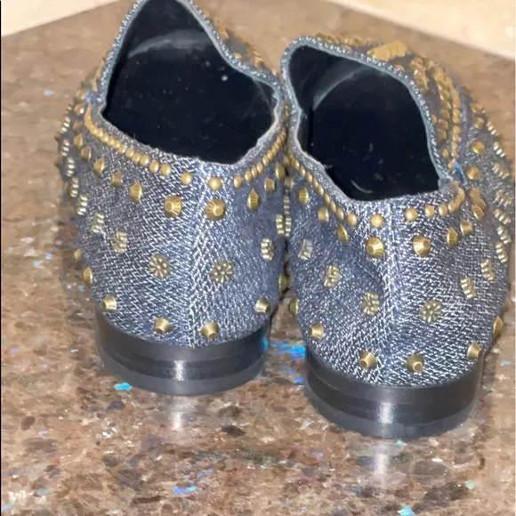 Anthropologie, Lola Cruz studded denim loafers