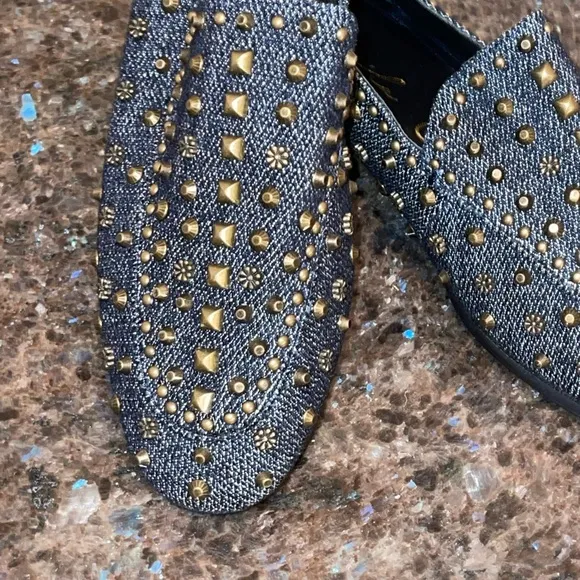 Anthropologie, Lola Cruz studded denim loafers