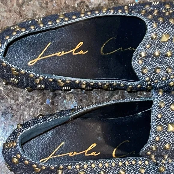 Anthropologie, Lola Cruz studded denim loafers