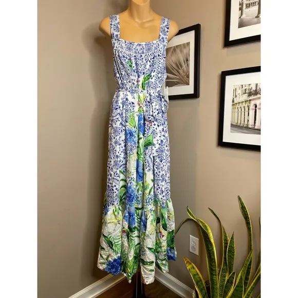 Anthropologie Maeve Bouquet Flounced Maxi Dress