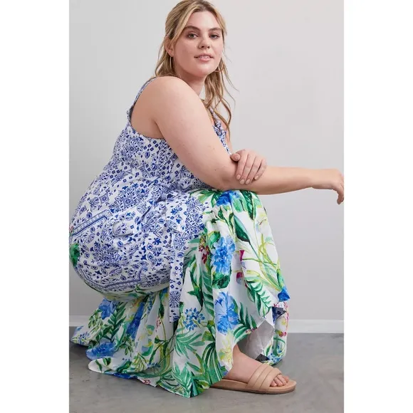 Anthropologie Maeve Bouquet Flounced Maxi Dress