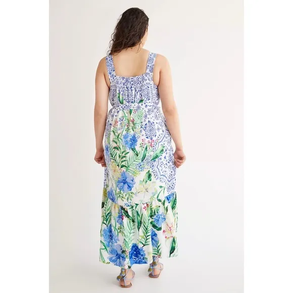 Anthropologie Maeve Bouquet Flounced Maxi Dress