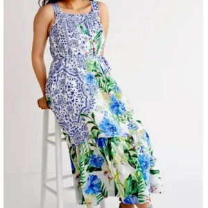 Anthropologie Maeve S NWT Bouquet Flounced Maxi Dress Floral Bohemian New
