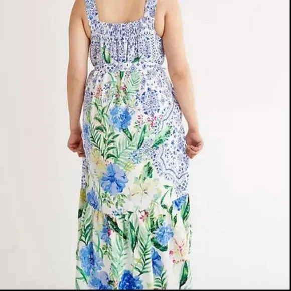 Anthropologie Maeve S NWT Bouquet Flounced Maxi Dress Floral Bohemian New