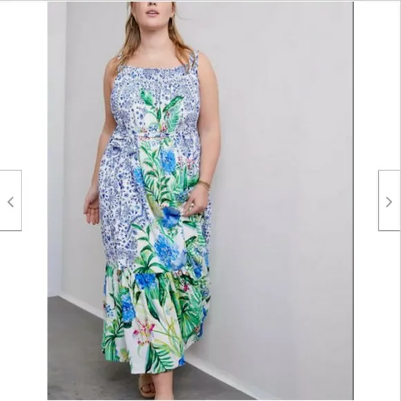 Anthropologie Maeve S NWT Bouquet Flounced Maxi Dress Floral Bohemian New
