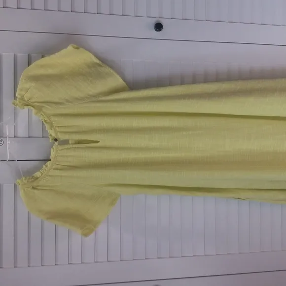 Anthropologie Maeve Selah High-Low Maxi Cotton Dress Neon M