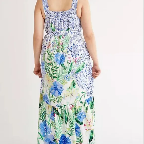 Anthropologie Maeve XXS NWT Bouquet Flounced Maxi Dress Floral Bohemian