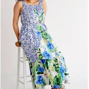 Anthropologie Maeve XXS NWT Bouquet Flounced Maxi Dress Floral Bohemian