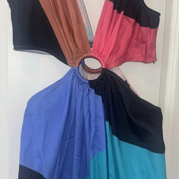 Anthropologie Multicolor Flounced Cut-Out Maxi Dress Dress Sz 6P NWT