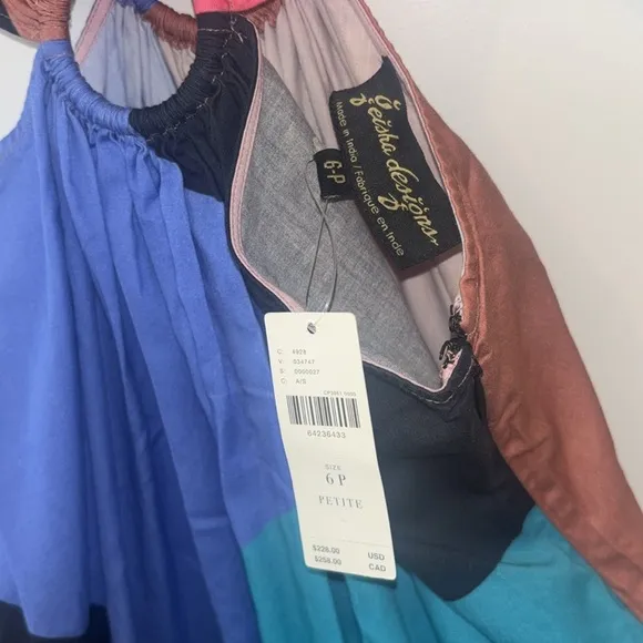 Anthropologie Multicolor Flounced Cut-Out Maxi Dress Dress Sz 6P NWT