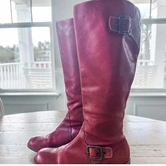Anthropologie Schuler &amp; Sons Red Leather Knee High Riding Boots 8.5