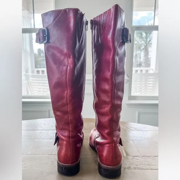 Anthropologie Schuler &amp; Sons Red Leather Knee High Riding Boots 8.5