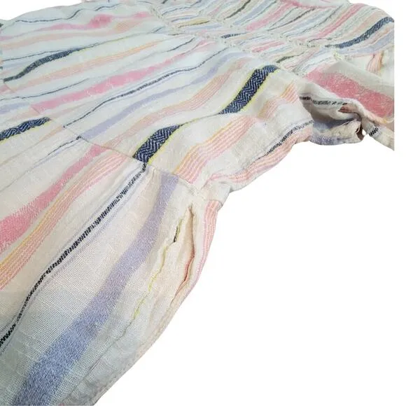ANTHROPOLOGIE Short Sleeve Georgina Tiered Striped Shirt Dress Womens (M-Petite)