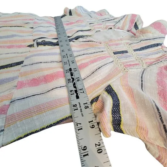 ANTHROPOLOGIE Short Sleeve Georgina Tiered Striped Shirt Dress Womens (M-Petite)