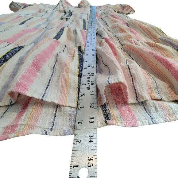 ANTHROPOLOGIE Short Sleeve Georgina Tiered Striped Shirt Dress Womens (M-Petite)