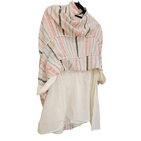ANTHROPOLOGIE Short Sleeve Georgina Tiered Striped Shirt Dress Womens (M-Petite)