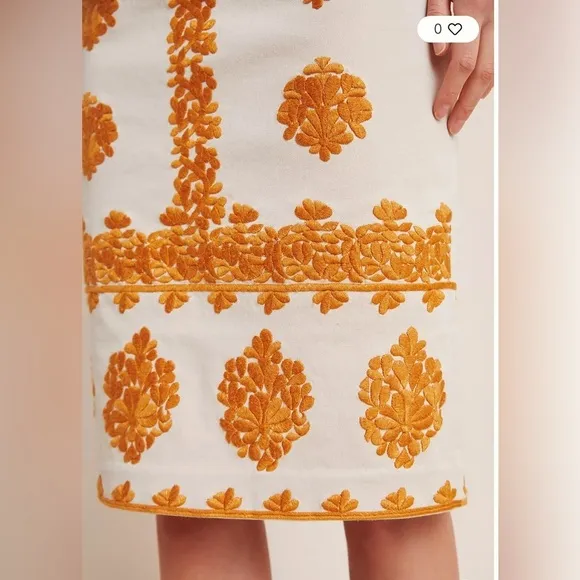 Anthropologie Verona Embroidered Pencil Skirt