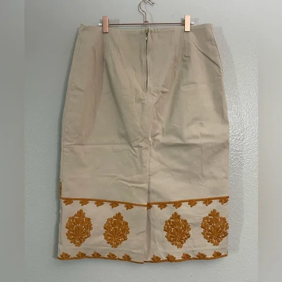 Anthropologie Verona Embroidered Pencil Skirt